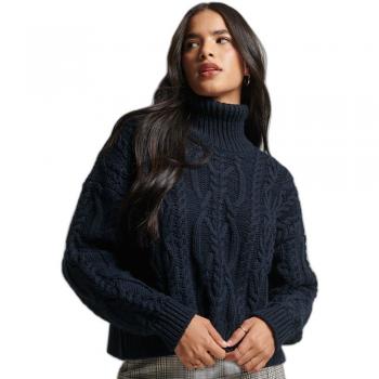 Superdry Women's Vintage High Neck Cable Knit Pullover Sweater