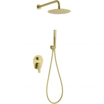 Conjunto ducha monomando empotrado Delos Imex oro cepillado