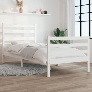 Estructura de cama de madera maciza de pino blanco 90x200 cm