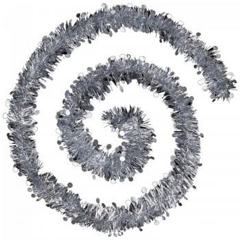 Guirnalda Espumillón Decorativa Plata Atmosphera 2 Metros con Pastillas en Relieve Adaptable para Navidad