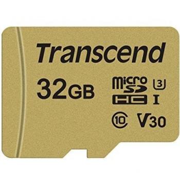 Transcend 32GB microSDHC 500S Memory Card UHS- I, C10, U3, V30, 4K, Full HD, Up to 95/80 MB/s