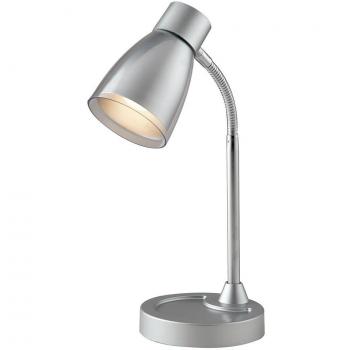 Lámpara de mesa Arkimede, tipo Task, cromo plateado, casquillo E14, material plástico y metal plateado