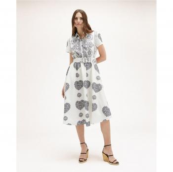 Vestido camisero estampado de manga corta con motivos étnicos