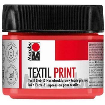 Pintura Textil Marabu Print 100ml - Rojo Pirrol, a base de agua, inodoro y resistente a la luz