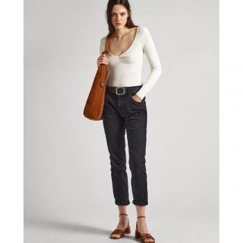 Pepe Jeans - Vaquero recto de mujer tapered tiro alto, fit relaxed, color negro