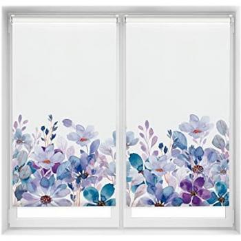 Pack x 2 Estores Enrollables Opacos EasyFix Sin Taladro - Modelo Jardín Violeta - 75 x 150 cm