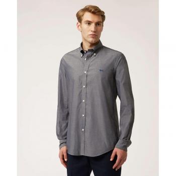 Harmont & Blaine Men's Regular Fit Cotton Microdot Shirt in Blue and Gray