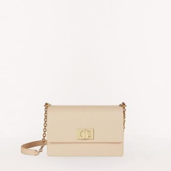 Bolso de hombro Furla 1927 S de cuero, 24 cm, color beige para mujer