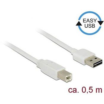 Cable USB 2.0 A a B DeLOCK 0,5 m Blanco