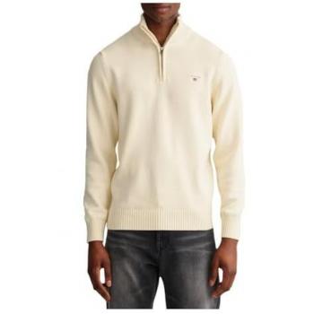 Jersey de Hombre Gant de Algodón Casual con Media Cremallera Beige XL
