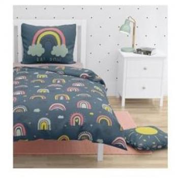 Juego de funda nórdica Roupillon arcoíris 140 x 200 cm Azul 2 Piezas 100% algodón
