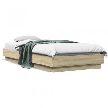 Estructura de cama LED Sonoma Roble 90x200 cm Marrón