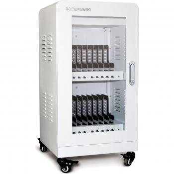 Estación de Carga Power Station 20 - Carro Blanco para Gestión de Dispositivos Portátiles - 20 Puertos USB - Protección contra Sobretensión, Sobrecalentamiento y Cortocircuito