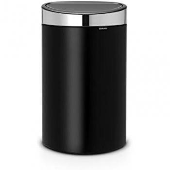 Brabantia Touch Bin Cubo de Basura, 40 litros, Anti-Huellas, Negro Mate