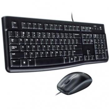 Combo Teclado y Ratón Logitech MK120 - USB, Cableado, QWERTZ, Negro, Compatible con PC/Portátil