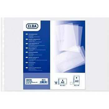 Elba 400005963 - Pack de 25 fundas polipropileno multitaladro, A3