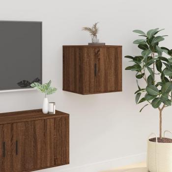 Soporte de pared para TV de madera de roble marrón, dimensiones 40x34.5x40 cm