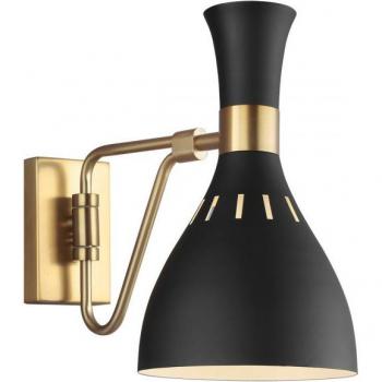 Aplique de pared Joan 1 luz latón negro medianoche bruñido 27,3 cm E27