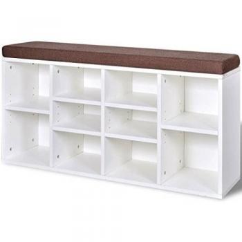 vidaXL Zapatero Forma de Banco 10 Compartimentos Blanco Organizador de Zapatos