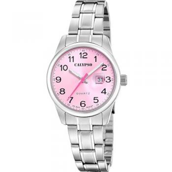 Reloj Calypso Basic K5873/2 Rosa Mujer, Caja de Acero Inoxidable 316L Plateado