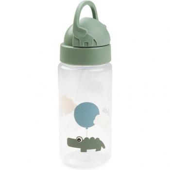 Botella con Pajita Happy Clouds Verde
