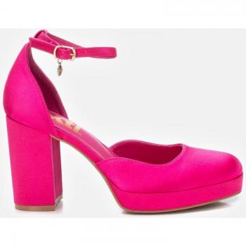 Sandalias Xti Mujer Fucsia Tacón Cuadrado Hebilla Metálica