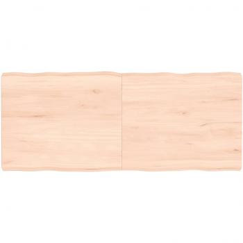 Mesa de madera maciza de roble sin tratar con borde natural, dimensiones 120 x 50 x (2-6) cm, color marrón