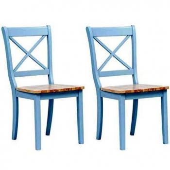 Dining Chairs Set of 2 - Gray and Light Solid Rubber Wood
