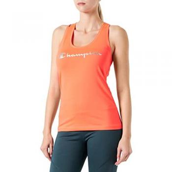 Camiseta sin mangas Champion 116172 Naranja M Mujer Quick Dry Logo Metálico Rosa Fresa