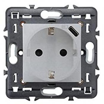 Base Enchufe Schuko 2P+T con Carga USB Tipo C Aluminio Valena Next LEGRAND 741334