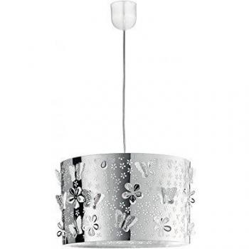 Lámpara Colgante Cilíndrica Butterfly Acero Cromado 1 Bombilla 35x22cm