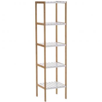 Estantería Blanca de bambú con 5 baldas nórdica para Cuarto de baño Basic - LOLAhome