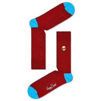 Calcetines Altos Granate con Bordado de Alienígena y Textura Acanalada - Talla 36-40