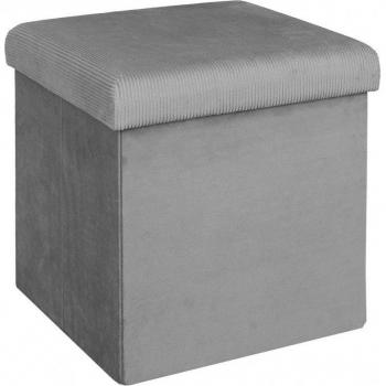 Caja-Puf Plegable Gris Terciopeo 38x38x38 cm