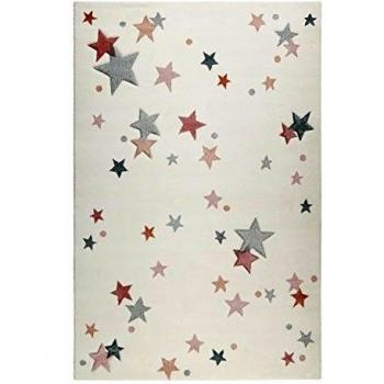 Alfombra Infantil Cielo Estrellado Relieve 120x170 cm Blanco Pastel Rosa Azul