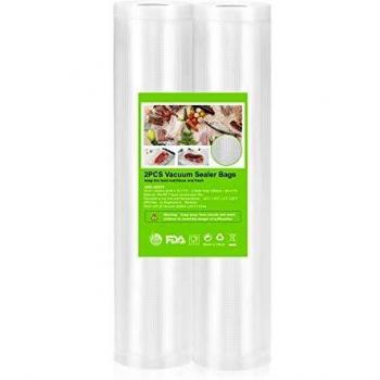 OMBAR Bolsas de Vacío, Rollos al Vacio para Envasadora al Vacío para Almacenaje de Alimentos/Cocina/Sous Vide, 2 Rollos 20x600cm Bolsas Profesional para Foodsaver, Lacor, Silvercrest, Caso, etc.