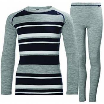 Helly Hansen Jr HH Merino Mid Set Chándal, Unisex niños, 951 Grey Melange Stripe, 12 años