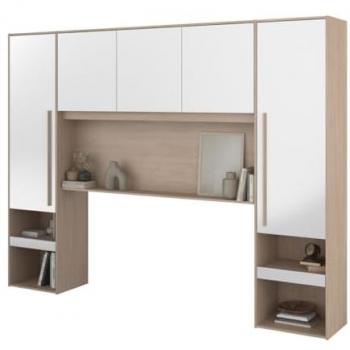 Cabecero Puente John Color Roble Brooklyn y Blanco Shiny 266x203x40 cm