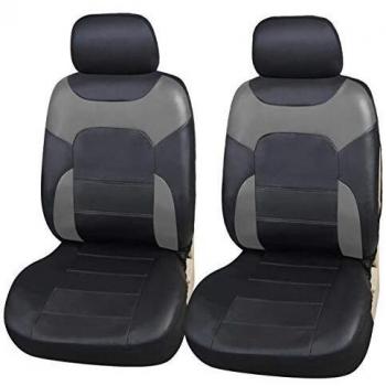 Funda de Asiento Universal para Auto Upgrade4cars - Simili-Cuir Negro y Gris - Set de 4 con Protección para Airbags Laterales