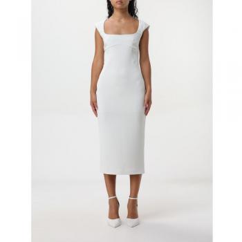 PINKO White Viscose Midi Dress - IT38|XS, Cocktail fluid neoprene dress, female, Size: 2XS
