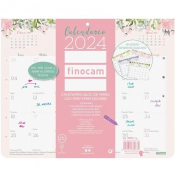 Calendario de Pared con Imán 2024 Finocam Design para Escribir, Tamaño 25x20 cm, Encolado Superior, Espacio Diario para Anotaciones