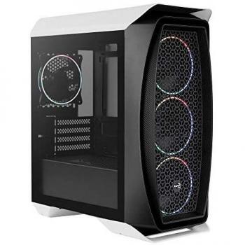 Aerocool AEROONEMINIECLIP, caja PC Micro ATX, 4 ventiladores, 2 paneles, blanco/negro