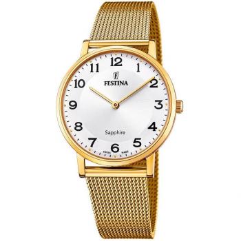 Reloj Festina F20022/5 Hombre Swiss Made de Acero Oro con Correa de Acero Inoxidable 316L