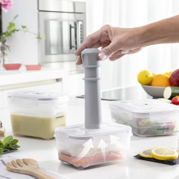 Set de 3 Recipientes para Envasado al Vacío con Bomba Manual InnovaGoods Vacse