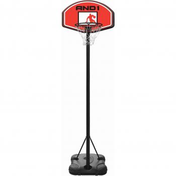 AND1 - Canasta de baloncesto con poste y base, color negro, rojo y blanco