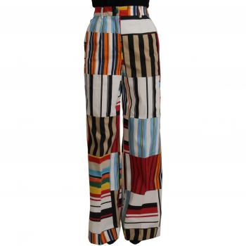 Dolce & Gabbana Multicolor Striped High Waist Cotton Pants