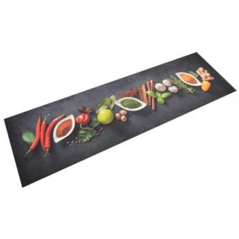 Alfombra de cocina lavable terciopelo dibujo especias 45x150 cm