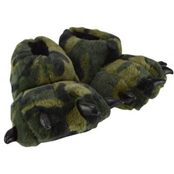 Kids 3D Dinosaur Plush Slippers with Grips - Unisex Fleece Lined Novelty Footwear