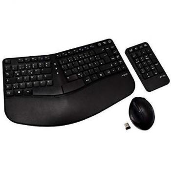 V7 CKW400DE Ergonomic Keyboard Mouse Combo Wireless W/KEYPAD German - DE