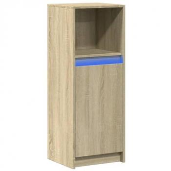 Aparador con LED de madera de ingeniería roble Sonoma 38x34x100 cm, mueble de almacenaje y bufé